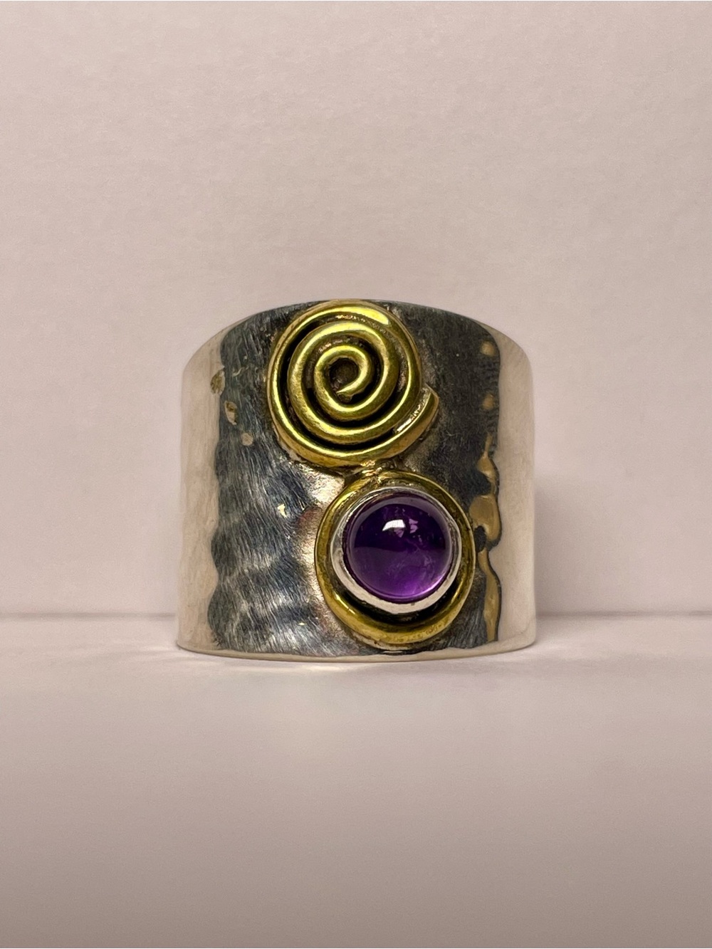 925 Cabochon Spiral Band Ring